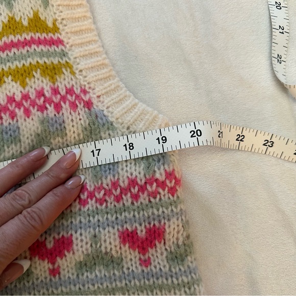 Boden Fair Isle Floral Sweater Vest Cream Pink Cottagecore Knit 51783 - Picture 10 of 15